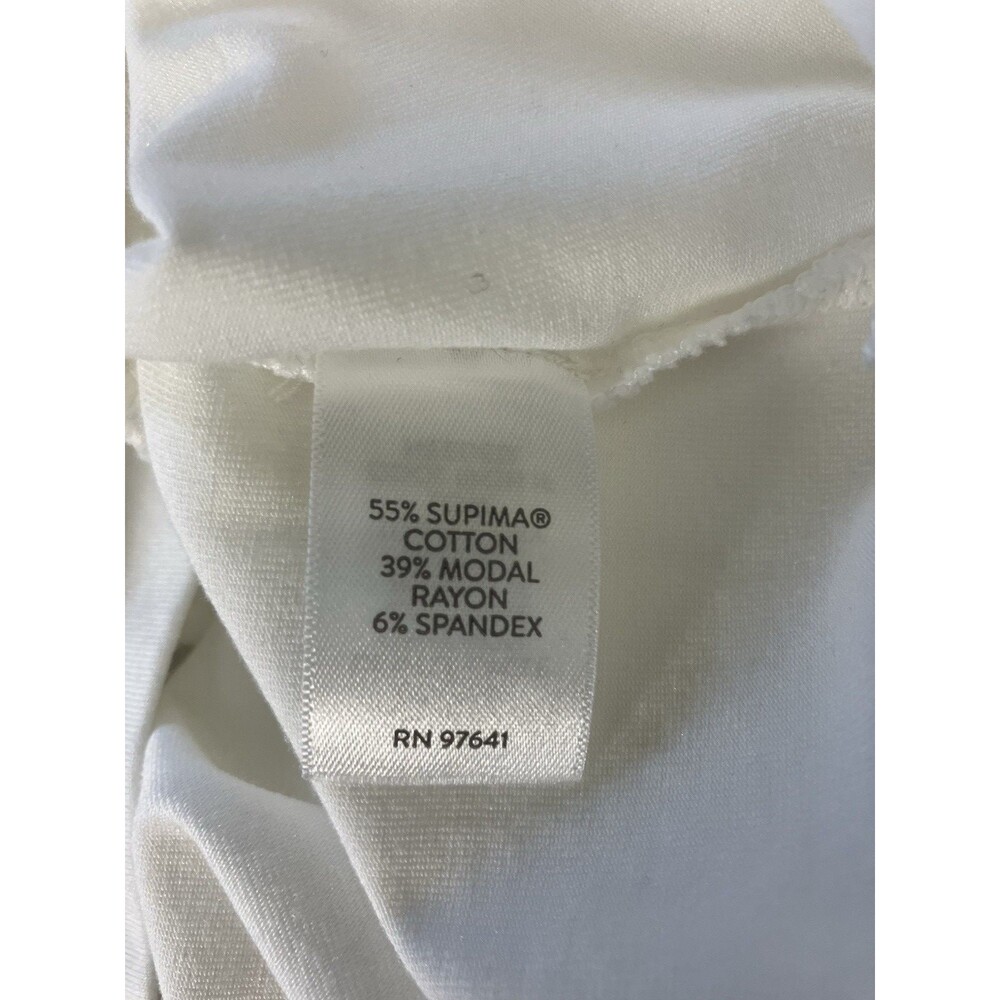 J JILL  White Supima Cotton Tee  Relaxed V-neck    XS - Picture 3 of 6